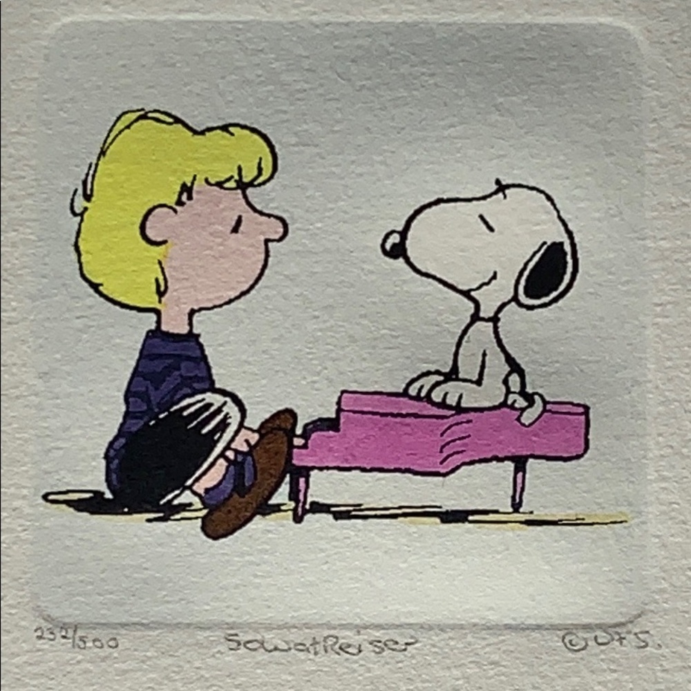 Peanuts Etching Schroeder & Snoopy